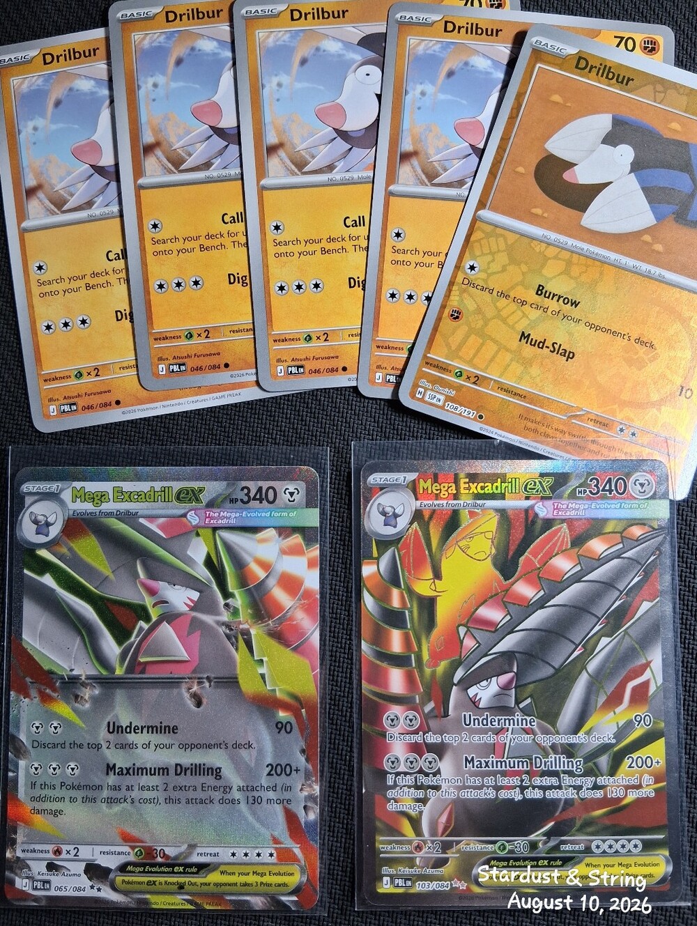 Pokemon Drilbur Mega Excadrill ex 103 And 065 Card Lot Set Pack To Sleeve/LP